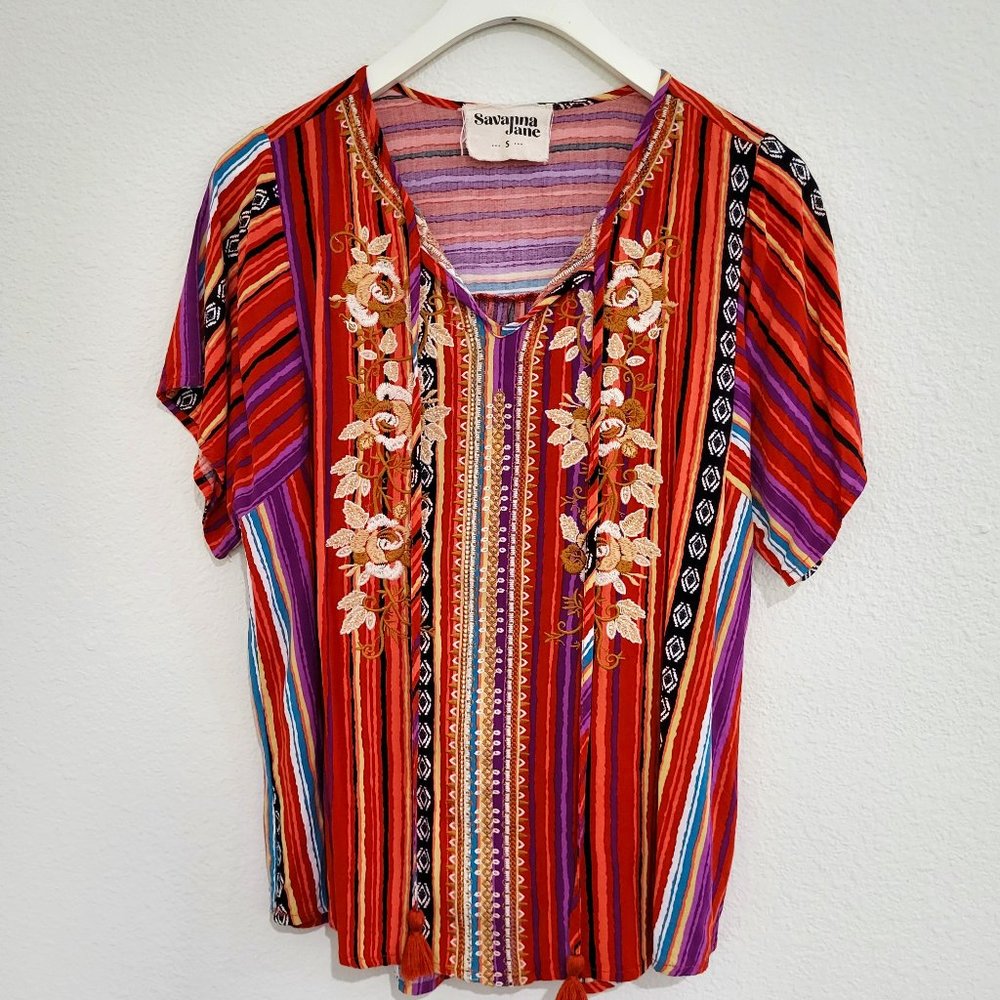 Savana Jane SZ S Multi Colored Blouse